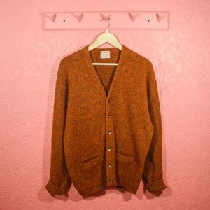 Vintage Pumpkin Orange Grandpa Cardigan